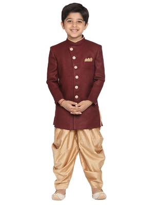  Maroon And Rose Gold Indowestern Set 1