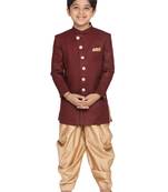  Maroon And Rose Gold Indowestern Set