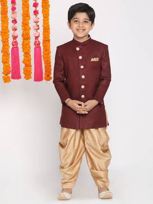  Maroon And Rose Gold Indowestern Set 2
