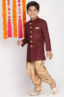  Maroon And Rose Gold Indowestern Set