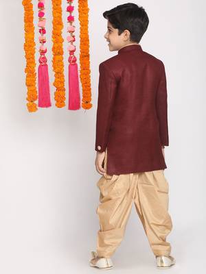  Maroon And Rose Gold Indowestern Set 4