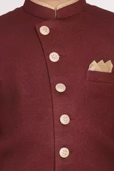 Maroon And Rose Gold Indowestern Set