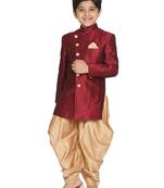  Maroon And Rose Gold Indowestern Set