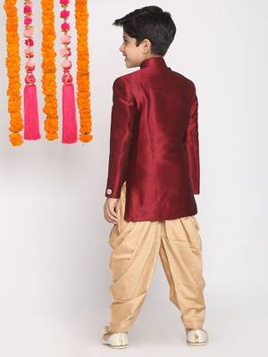  Maroon And Rose Gold Indowestern Set 4