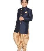 Boys Blue And Rose Gold Indowestern Set