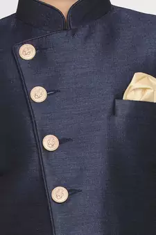 Boys Blue And Rose Gold Indowestern Set