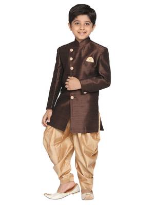  Coffee And Rose Gold Indowestern Set 1