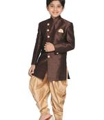  Coffee And Rose Gold Indowestern Set