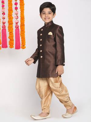  Coffee And Rose Gold Indowestern Set 3