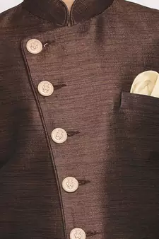  Coffee And Rose Gold Indowestern Set