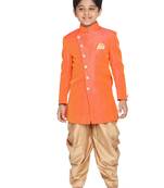  Orange And Rose Gold Indowestern Set