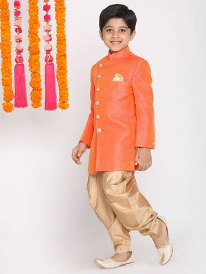  Orange And Rose Gold Indowestern Set 3