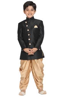 Boys Black And Rose Gold Indowestern Set