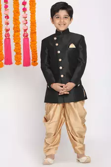  Black And Rose Gold Indowestern Set
