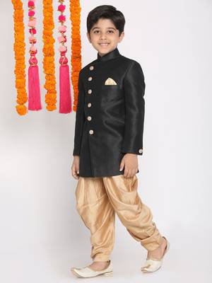  Black And Rose Gold Indowestern Set 3