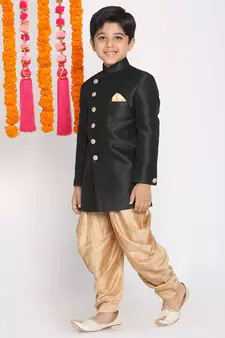  Black And Rose Gold Indowestern Set