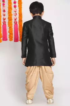  Black And Rose Gold Indowestern Set