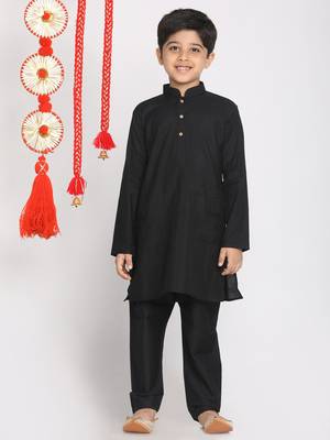  Orange And Black Jacket, Kurta And Pyjama Set 5