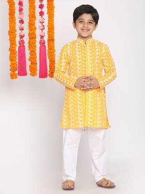  Orange And White Kurta Pyjama Set 2