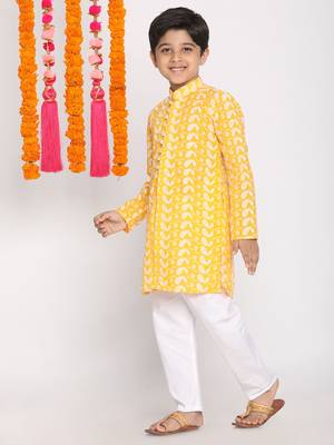  Orange And White Kurta Pyjama Set 3