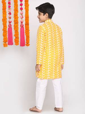  Orange And White Kurta Pyjama Set 4