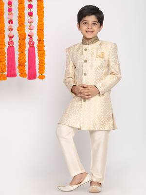  Gold And Beige Sherwani And Pyjama Set 1