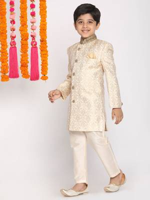 Gold And Beige Sherwani And Pyjama Set 3