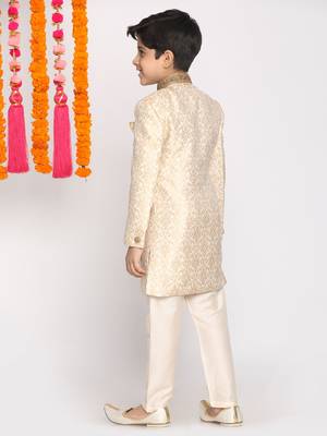  Gold And Beige Sherwani And Pyjama Set 4