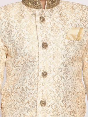  Gold And Beige Sherwani And Pyjama Set 5