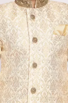  Gold And Beige Sherwani And Pyjama Set
