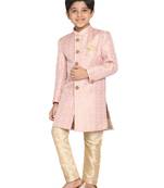  Pink And Gold Sherwani And Pyjama Set