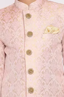  Pink And Gold Sherwani And Pyjama Set