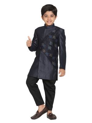  Navy Blue And Black Indowestern Set 1