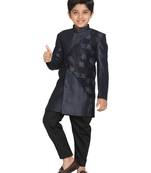  Navy Blue And Black Indowestern Set