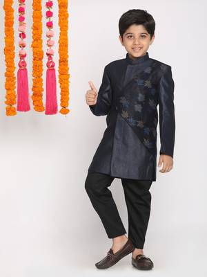  Navy Blue And Black Indowestern Set 2