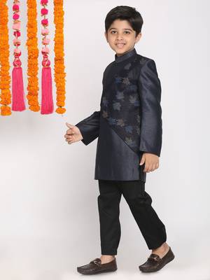 Navy Blue And Black Indowestern Set 3