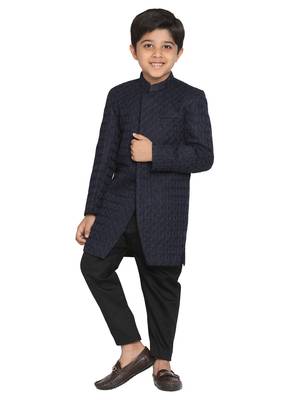  Navy Blue And Black Indowestern Set 1