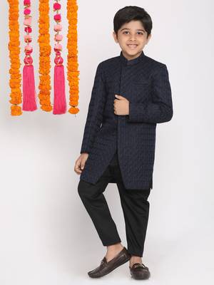  Navy Blue And Black Indowestern Set 2