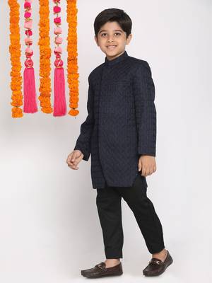  Navy Blue And Black Indowestern Set 3