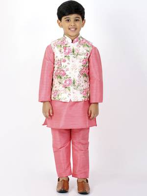 Floral Printed Jacket, Kurta And Pyjama Set 2