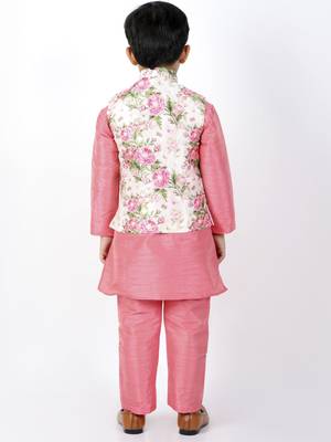  Floral Printed Jacket, Kurta And Pyjama Set 4