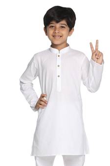VASTRAMAY Boys' White Kurta