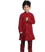  Maroon Mirror Work Kurta And Pyjama
