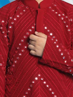  Maroon Mirror Work Kurta And Pyjama 5