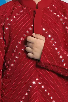  Maroon Mirror Work Kurta And Pyjama