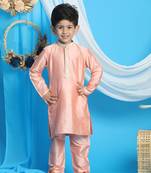Boys' Pink Kurta And Pyjama