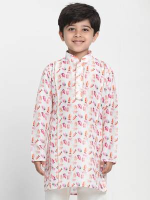 Multicolored-Base-White Kurta 2