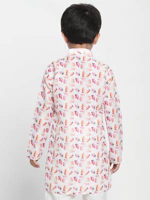 Multicolored-Base-White Kurta 3