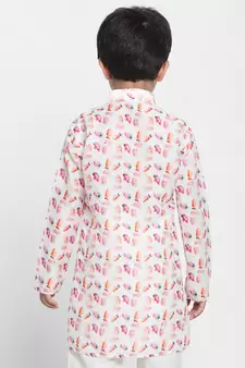 Multicolored-Base-White Kurta