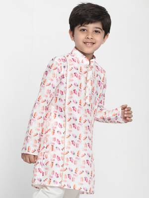 Multicolored-Base-White Kurta 4
